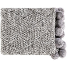 Load image into Gallery viewer, Grey Pom Pom Throw Blanket